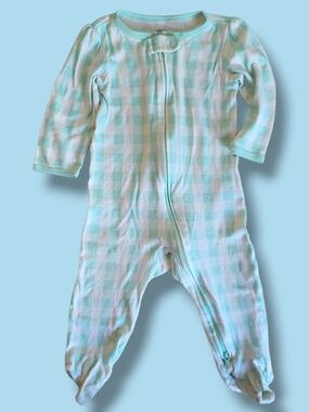 Carter's Mint and White Plaid Footed One-Piece
